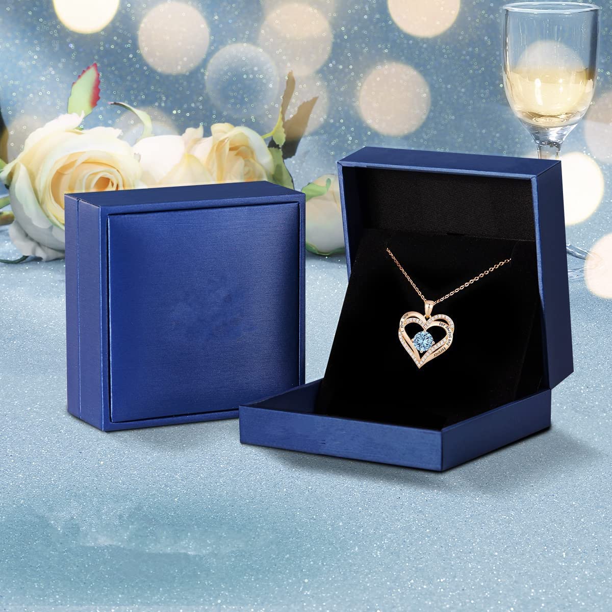 Praelinos Collana Donna Ciondolo Cuore In Argento Sterling 925 Placcato Oro Bianco Con Cristallo - Gioiello Regalo Per Lei