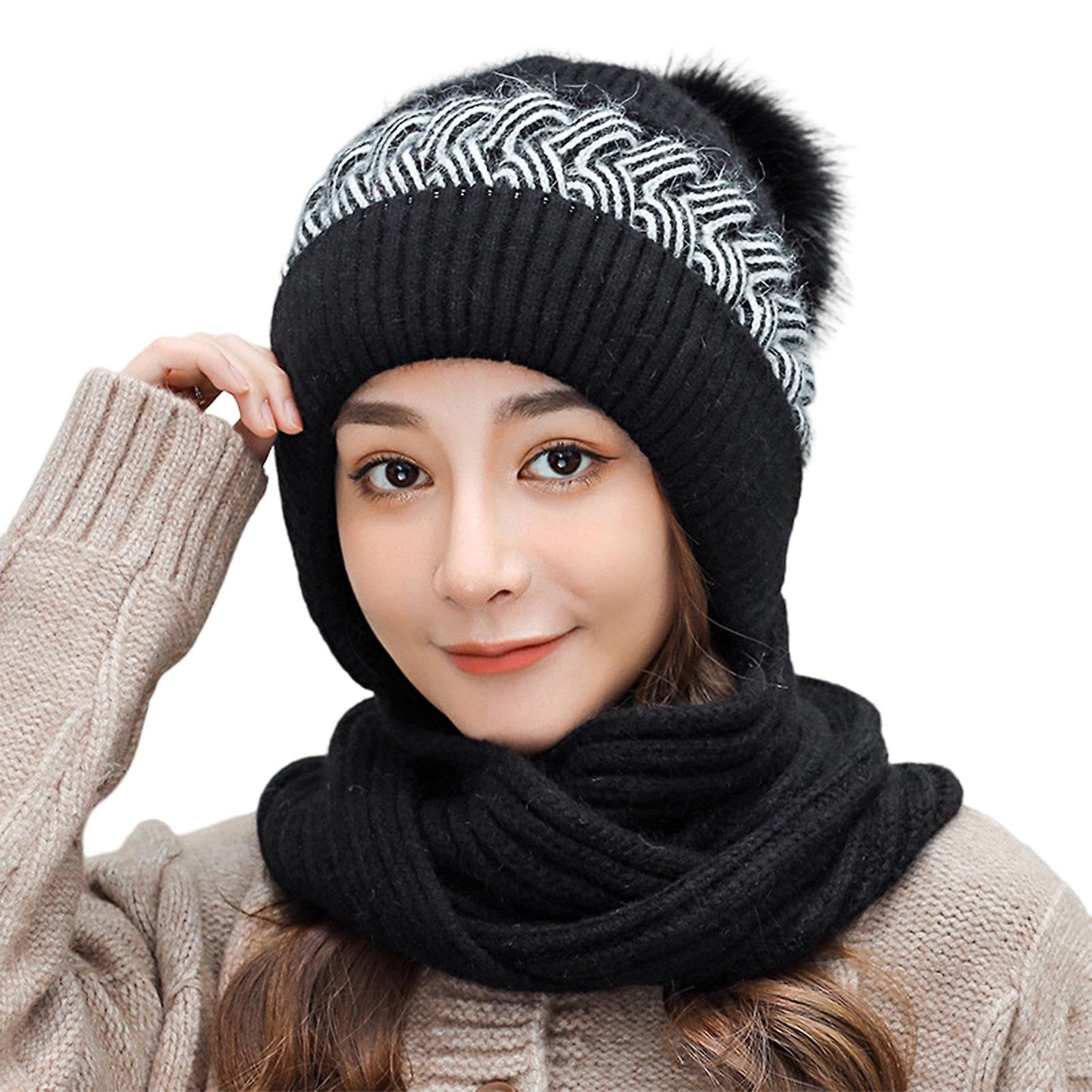 Woollen Winter Cap Hat for Women & Girl's | Stretchable Latest Trending Knit Soft Faux Fur Skull Ski Beanie Pom Pom (Inside Fur) Hat & Cap for Women | Causal Freesize-image-27