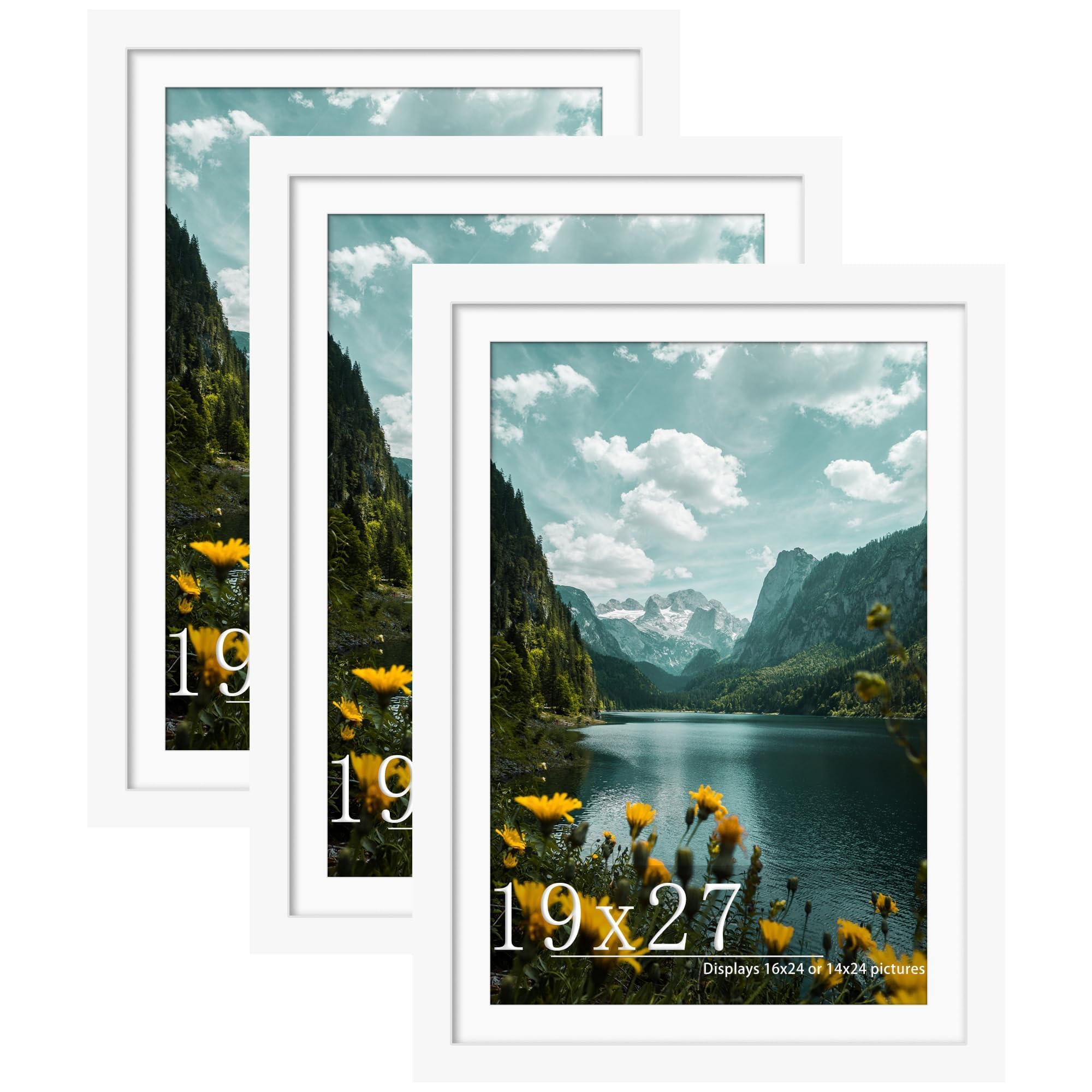 Picrit 19x27 White Poster Frame, Picture Frame for Wall, 3 Pack