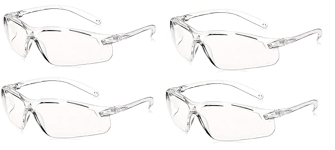 Quantum Retail - (Pack of 4) Protective Eyewear, Anti-Droplets, Anti-Fog Glasses for Construction Laboratory Outdoor Eye Protection/Dust protection Bike Riding Safety Goggle- (Free Size)