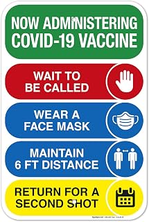 Now Administering Covid-19 Vaccine Sign, Covid Vaccine Sign, 12x18 Inches, Rust Free .063 Aluminum, Fade Resistant, Made in USA