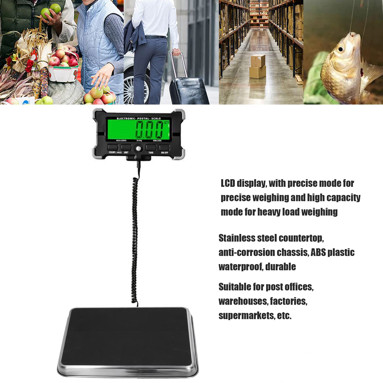 Bilancia Postale, Bilancia Postale Portatile Digitale per spedizioni Pesanti con Ganci per Cavi USB per pacchi e spedizioni