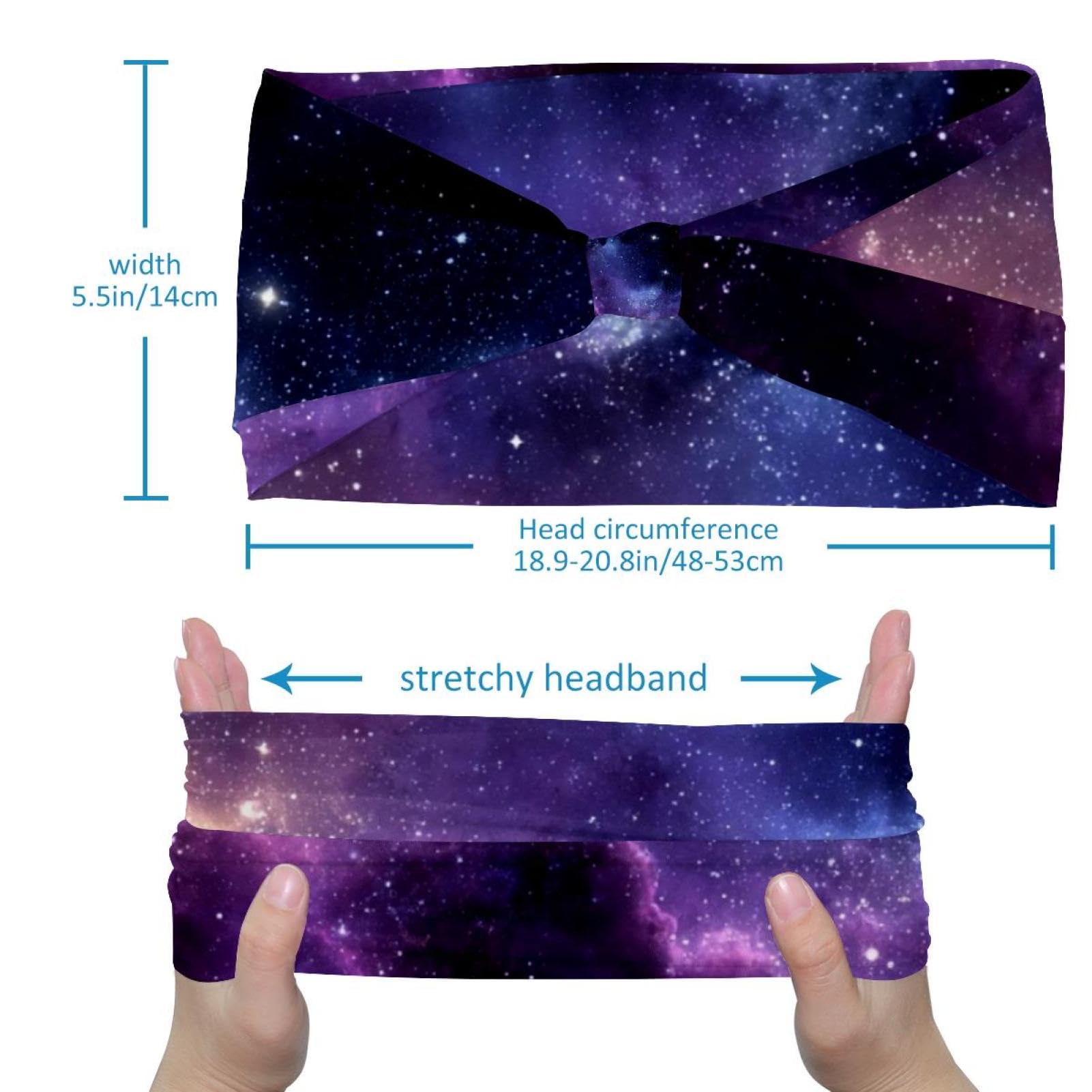Lot de 6 bandeaux élastiques pour femme Motif nébuleuse Violet Galaxie Pour Yoga Entraînement Tête Anti-transpirant Doux Simple Polyvalent Accessoire Cheveux