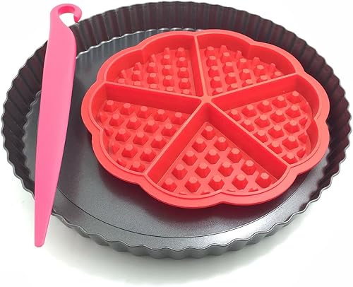 Miniatura 2 de Dob Acero al carbono 9inch Ronda antiadherente de tarta quiche Pan y en forma de corazón de silicona Waffle de moho y de-panner