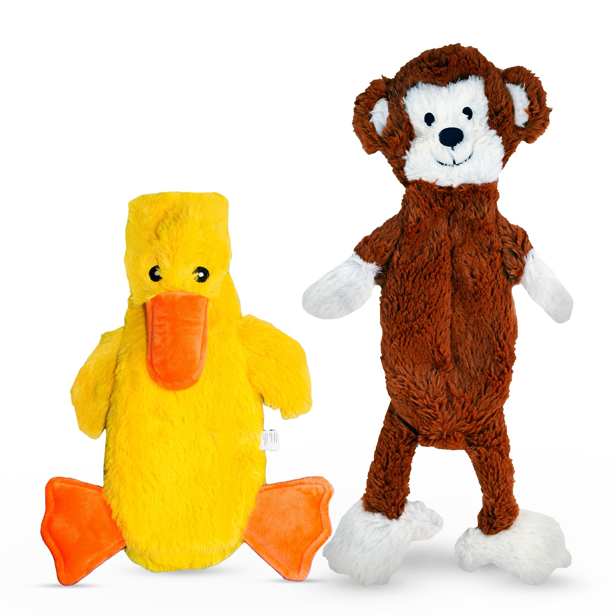 FGA MARKETPLACE Duck-Monkey Flat NO Stuffing NO Squeak Plush Dog Toy, Funny Style Will Entertain Your Pet for Hours, Recommended for Small and Medium