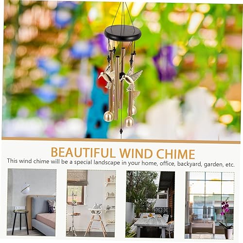 Miniatura 9 de Campana de viento de colibrí para decoración al aire libre, tubos de aluminio, campana colgante de jardín para patio, campanillas de viento