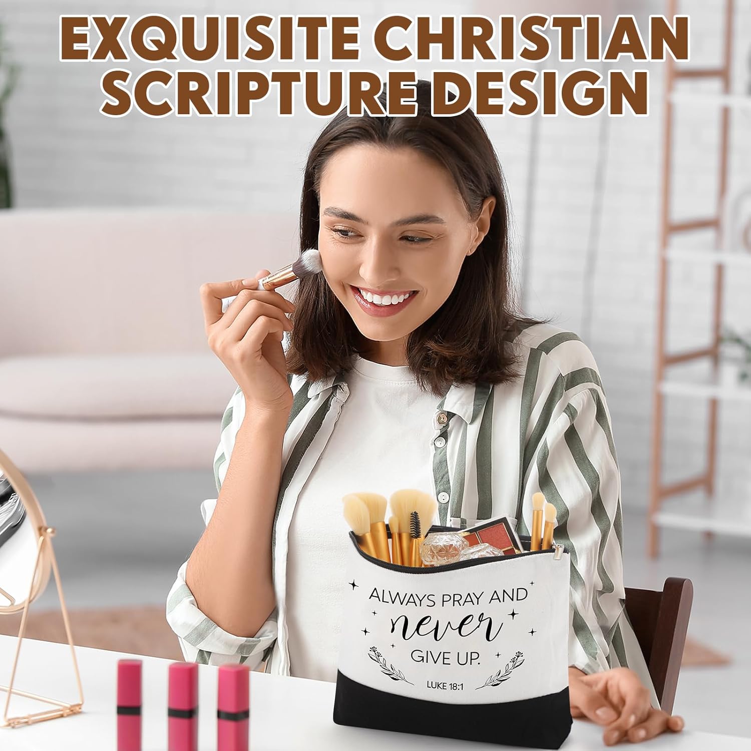 Sunnymove 20 Pcs Christian Gift for Women Reusable Canvas Grocery Tote Bags with Cosmetic Makeup Bag Inspirational Religious Gifts for Team Staff Coworker Church Member - Image 7