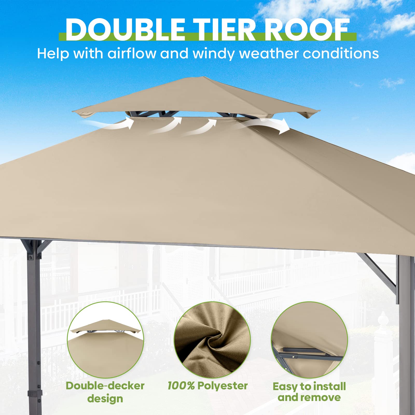 Snapklik.com : Grill Gazebo Replacement Canopy Top Roof, EasyLee 5x8