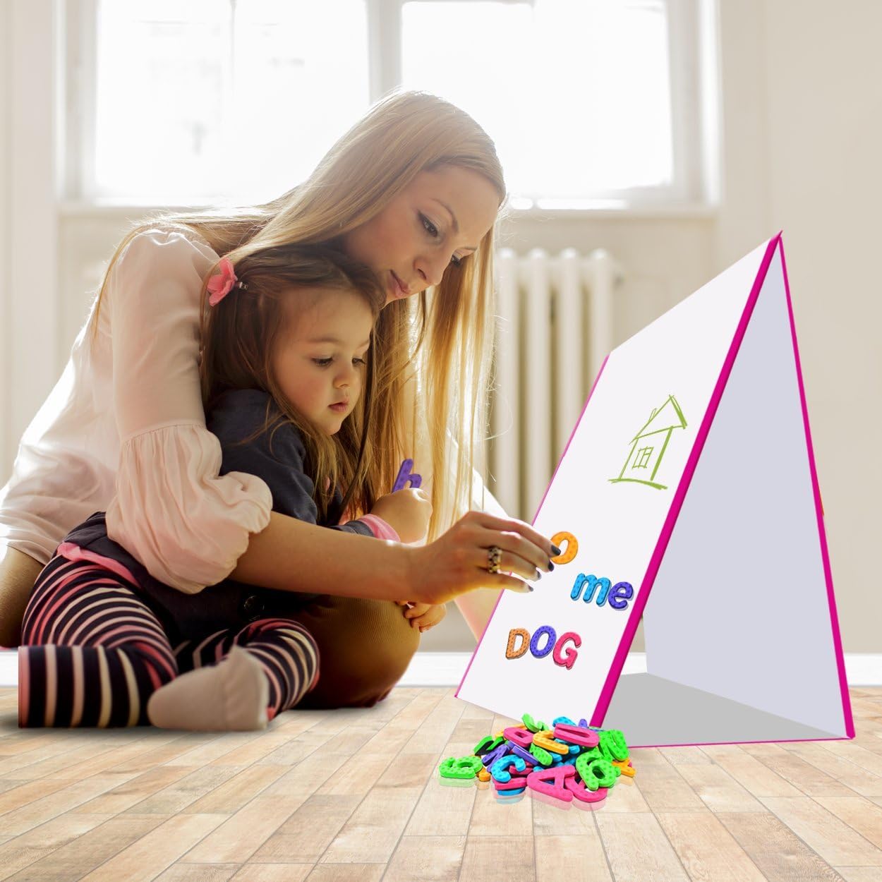 Star Right Magnetic Letters with Tabletop Easel & White Board for Kids - Educational Alphabet Magnets for Learning -Includes 104 Magnets with 1 Dry Erase Magnetic Easel - Learning Toys for 4+ Year Olds