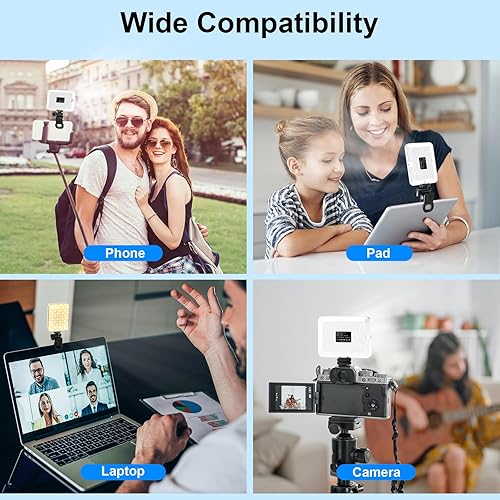 Miniatura 7 de Glisiol Luz para selfie para teléfono, 3000 mAh, 80 luces LED recargables para teléfono, 3 modos de luz, anillo de luz de brillo de 10 niveles para