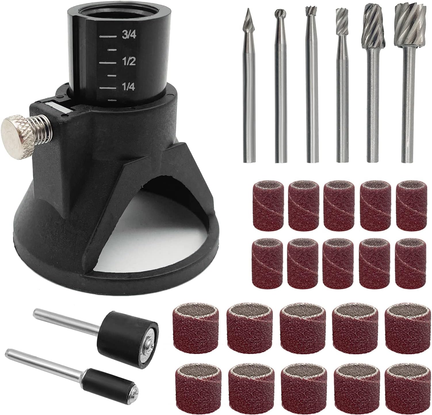 Lots Rotary Multi Tool Cutting Guide Hss Router Drill Bits Attachment Small Electric Grinding Sandpaper Combination Accessories 29 pcs