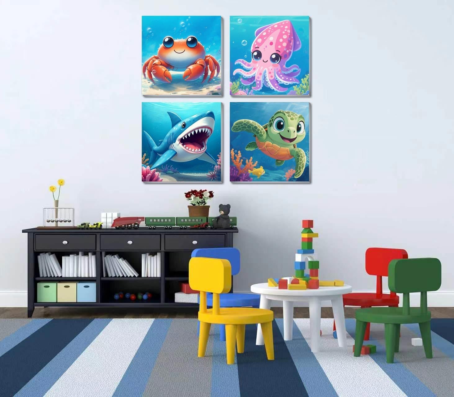 Mrnsiet 4 Pack Framed Paint by Numbers Kit for Kids, Cute Animals Paint by Numbers for Kids Ages 8-12, DIY Acrylic Oil Painting Drawing Kit for Children Beginner 8x8 Inch