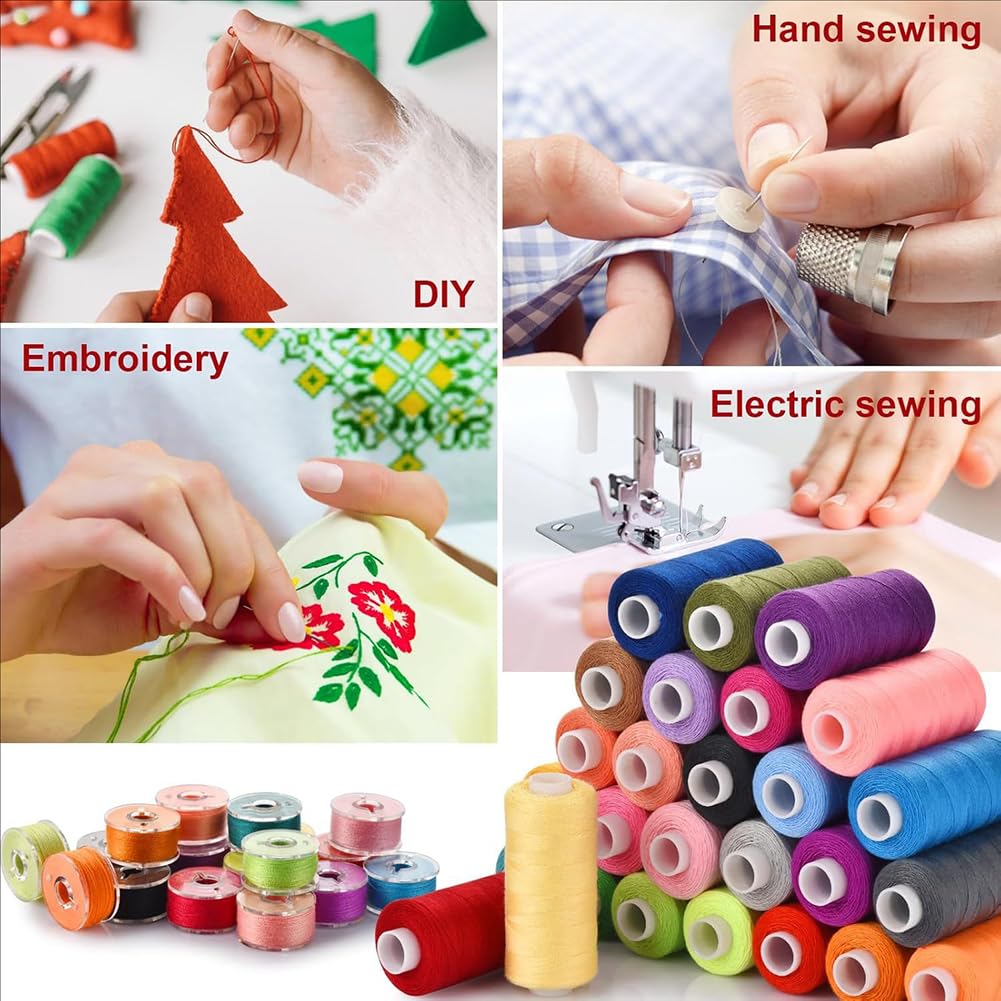Filo Da Ricamo,Filo Per Cucire,Filo Per Ricamo a Macchina（60 Colori）,Compatibile Con i Colori Janome e Ra,Portatile,500m Per Rotolo,Adatto Per Il Ricamo e La Maggior Parte Delle Macchine Da Cucire