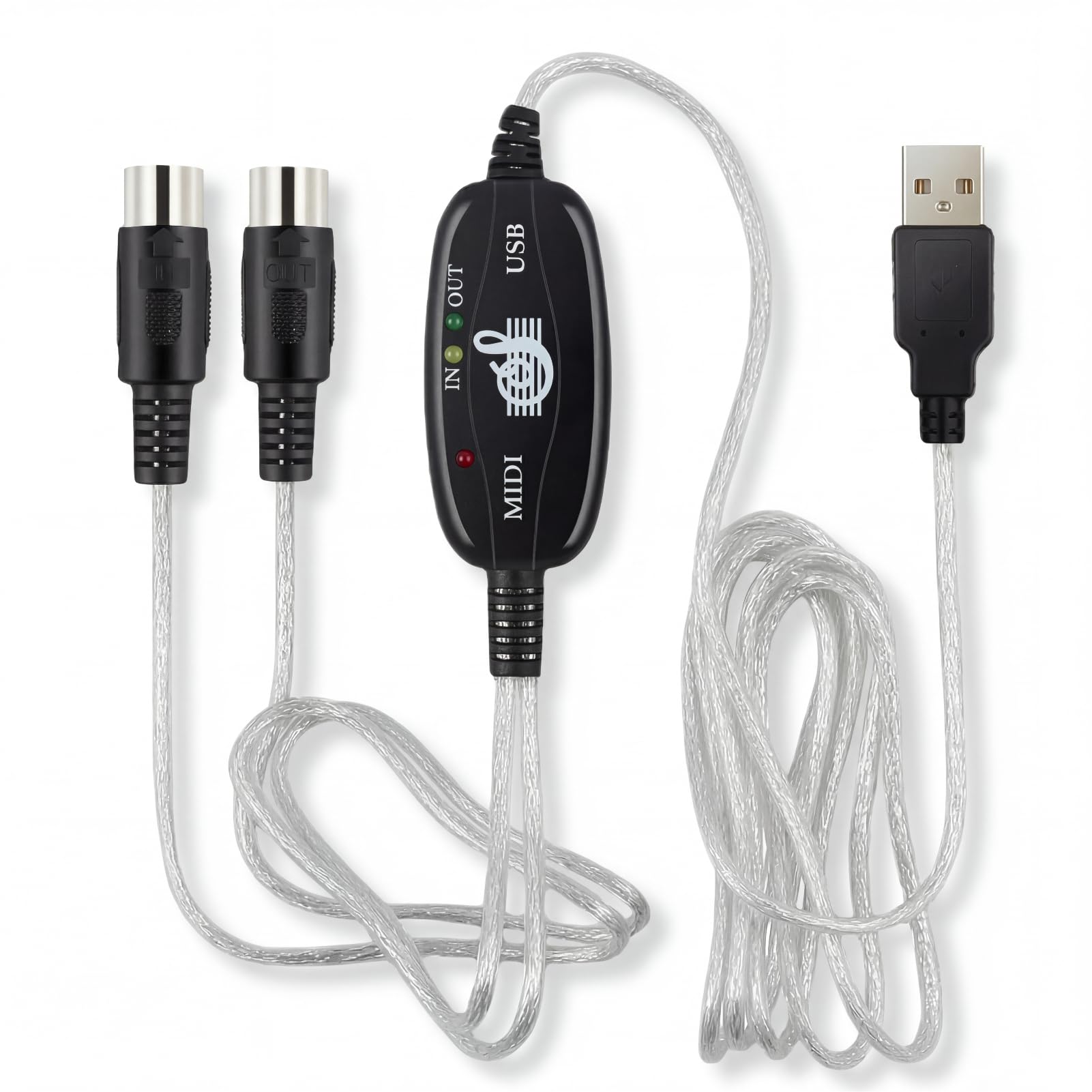 EMSTAR MIDI to USB Cable, 16 Channel Professional MIDI Interface for Keyboard, Synthesizer, Piano, MIDI Controller, Plug & Play for Windows/Mac, 6.5FT