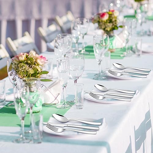 Miniatura 6 de LIANYU Juego de cubiertos de acero inoxidable 1810 para 12, juego de cubiertos modernos de 60 piezas, utensilios cuadrados elegantes, tenedores,