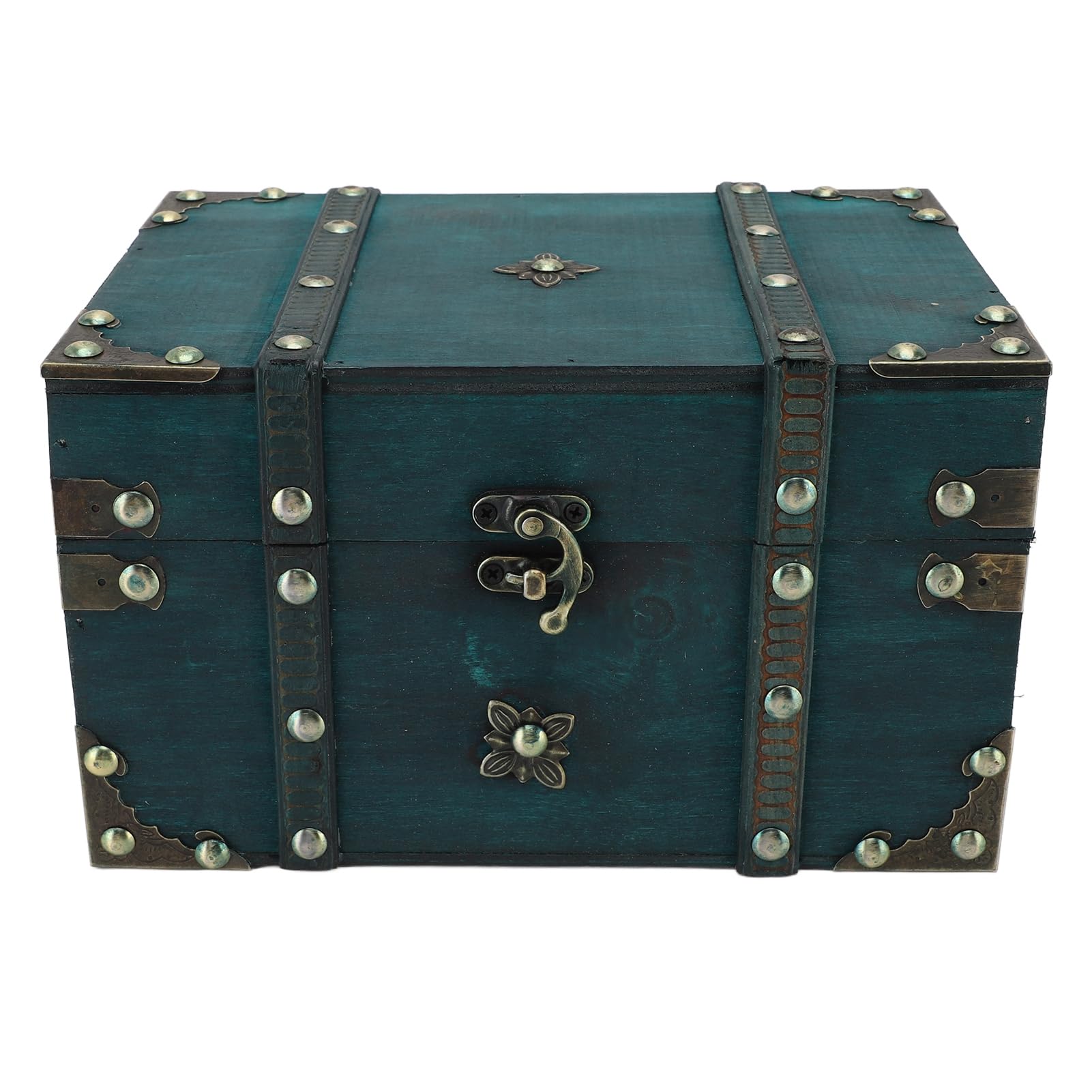 Caja de Cofre de Tesoro Vintage de Madera de Madera Pequeña Caja de Almacenamiento de Joyas de Tesoro de Madera Cofre de Tesoro Decorativo para la Decoración del Dormitorio del