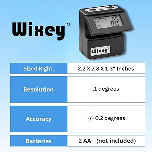 Miniatura 8 de Wixey Digital Angle Gauge w/Flip-Out Display–Easy-to-Read Magnetic Digital Angle Finder for Setting The Angles of Jointer Fences & More – Perfect
