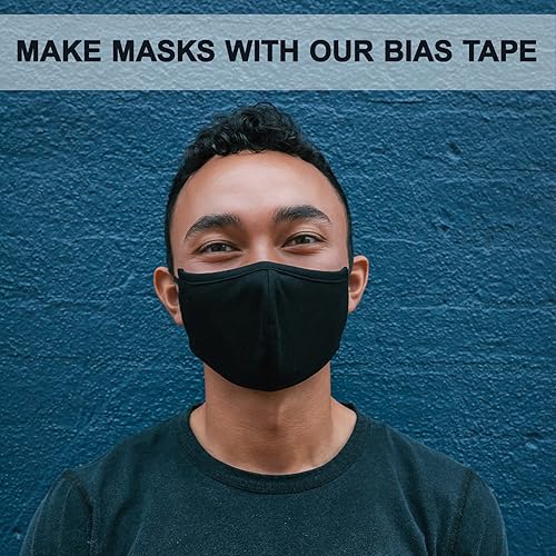 Miniatura 37 de Cinta al bies de doble pliegue de 1/4 de pulgada, cinta de encuadernación al bies de doble pliegue de 55 yardas por rollo para manualidades, Azul