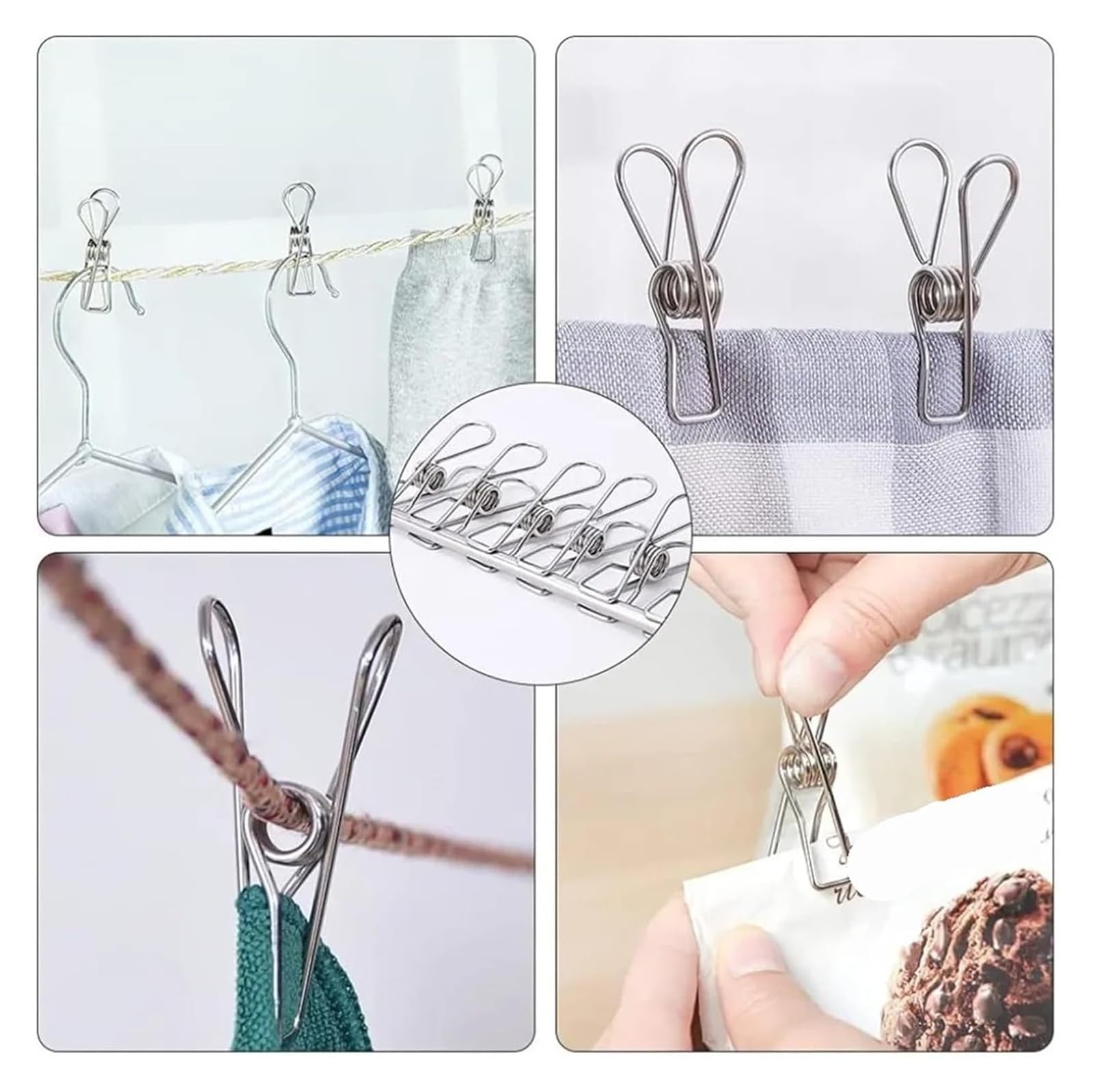 Wieszak na ubrania ze stali nierdzewnej Klipsy do skarpet ze stali nierdzewnej 20/40 szt. Srebrne 5-6cm(40pcs,6cm)