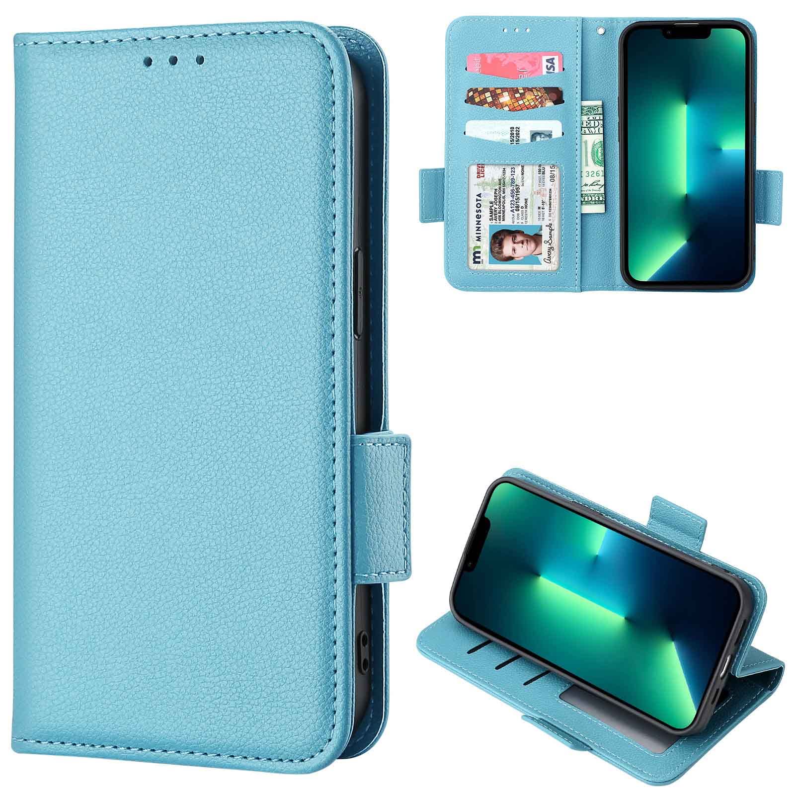 GOKEN Leder Folio Hülle Für Xiaomi Redmi 13C / Poco C65 – Mit 3 Kartenfächern, RFID-Schutz & Ständerfunktion – Blau