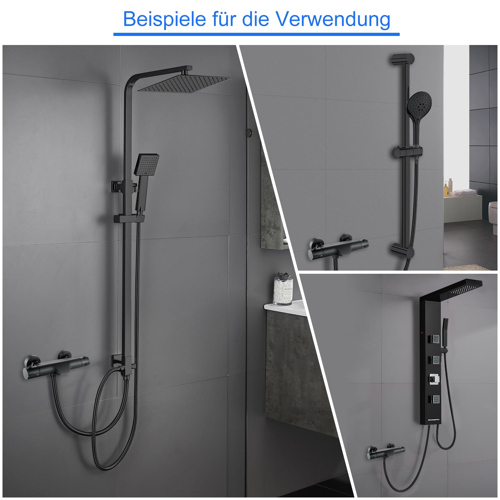 KEOKBON Thermostatic Bath Shower Mixer Tap,38℃ Safety Anti-Scald Bathtub Shower Mixer Bar Valve with Waterfall Bath Filler Spout - Image 2