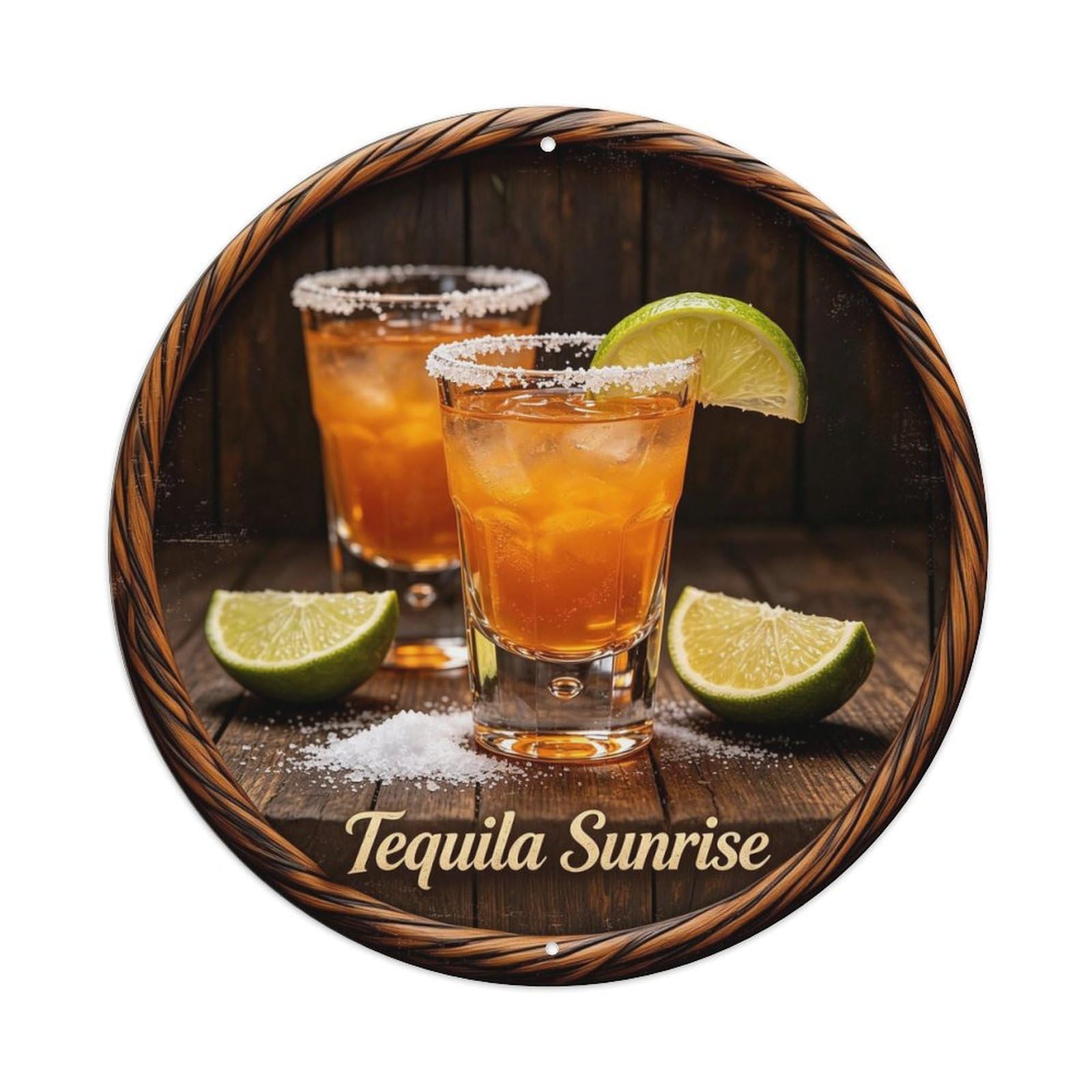 Tequila Sunrise Metal Tin Sign Plaque