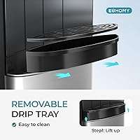 Vista 6 de EUHOMY Bottom Loading Water Cooler Dispenser for 5 Gallon Bottle, 3 Temperature Settings – Cold, Warm & Hot, with Child Lock, LED Display Light