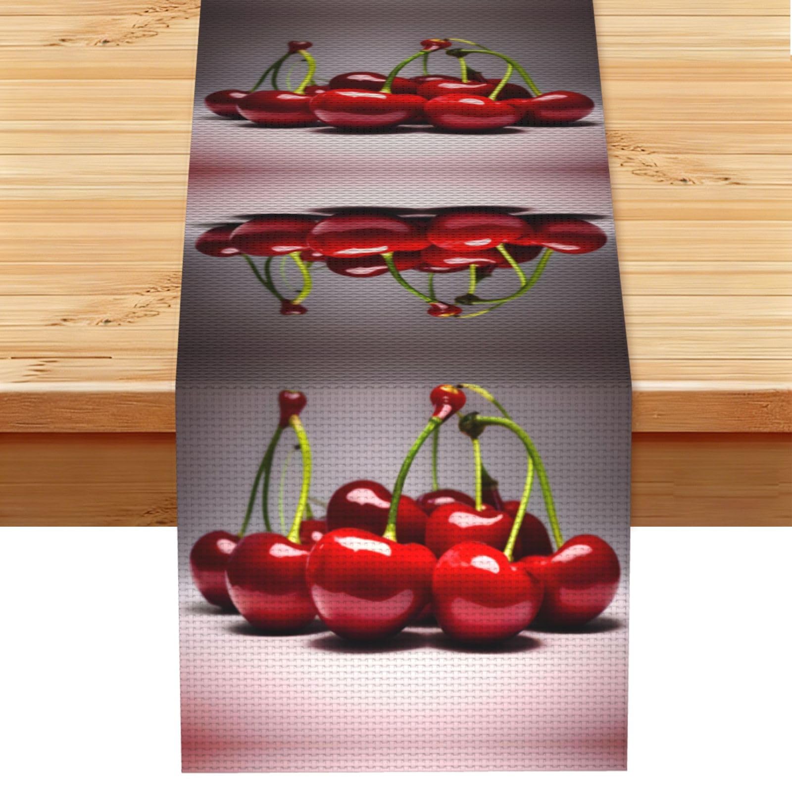 Chilean cherries Linen Look Table Runner 13x72-Wrinkle Resistant Farmhouse Style for Dining Table Decor