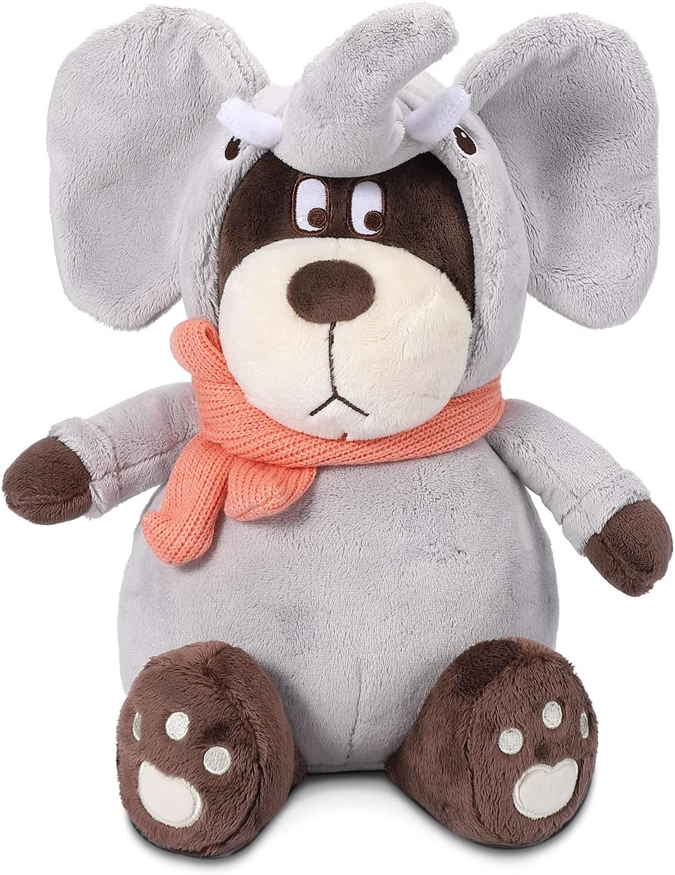Wpond Hansbear 14.7”Plush Cute Stuffed Animal,Soft Stuffed Bear with Elephant Shape,Soft Cuddly Plush Bear with Removable Hat and Scarf,Birthday Christmas New Year Gifts for Boys,Girls and All Ages animal elephant costume