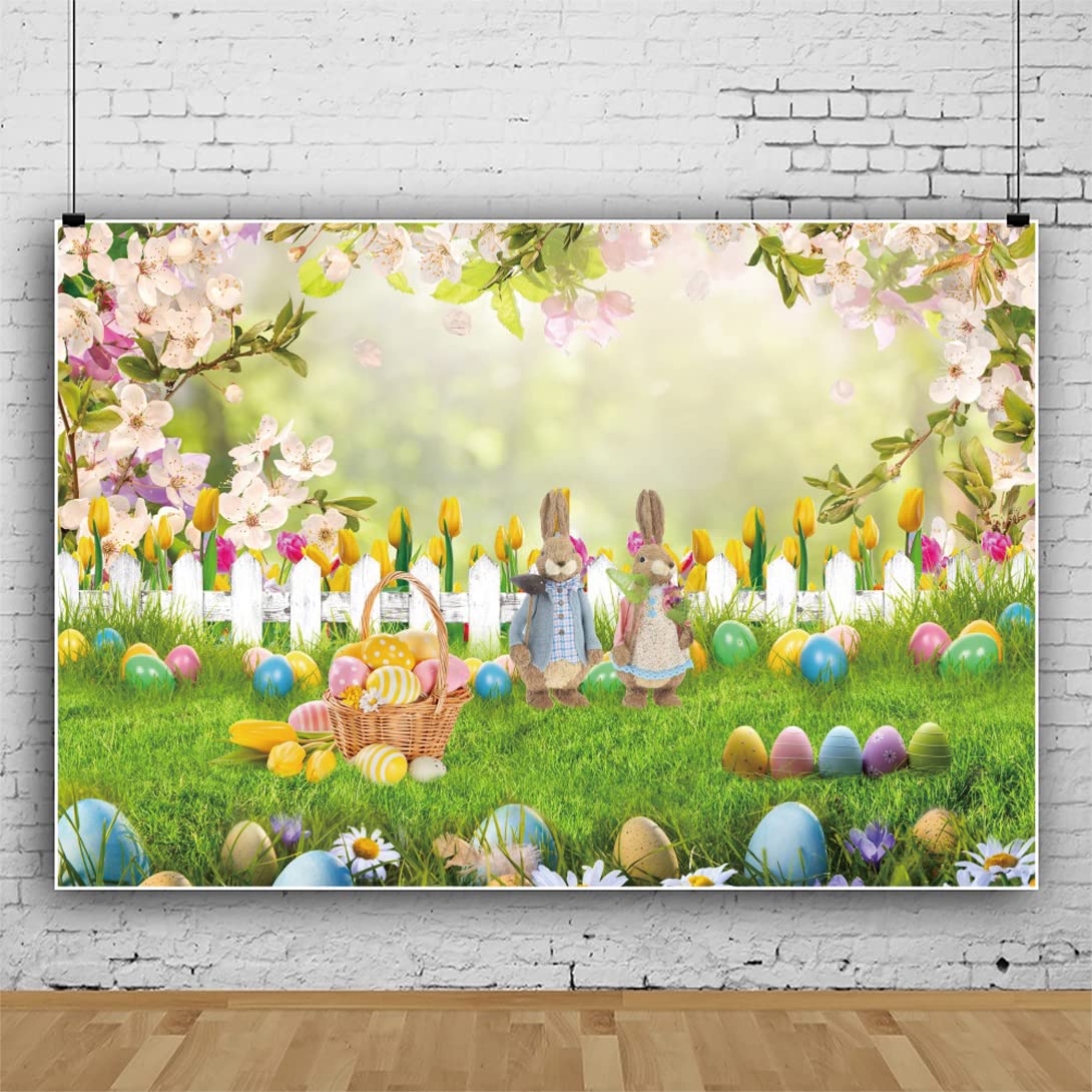 Oster-Fotohintergrund 2,1 X 1,5 M – Mit Osterhase, Bunten Eiern & Gras, Aus Weichem Stoff, Waschbar