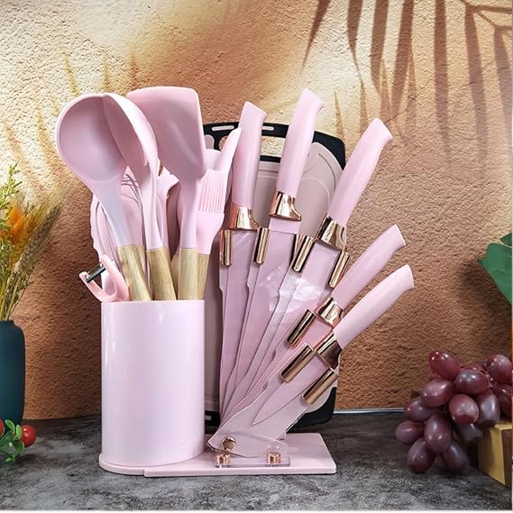 Restaurant Kitchen 20-Piece Utensil Set, Multi-functional, Non-Stick Spatula, Spoon, Knife, Multiple Color Options, Cookware Set Black