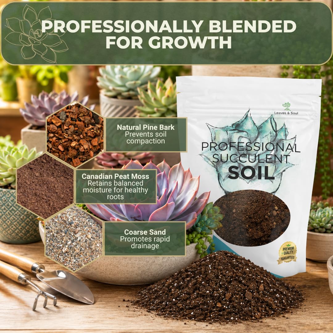Succulent Soil Mehrzweck-Mischung, hochwertig, groß, gebrauchsfertig, vorgemischt für Kakteen und Sukkulenten, kanadischer Torf, Feldsand, Kiefernrinde, hergestellt in