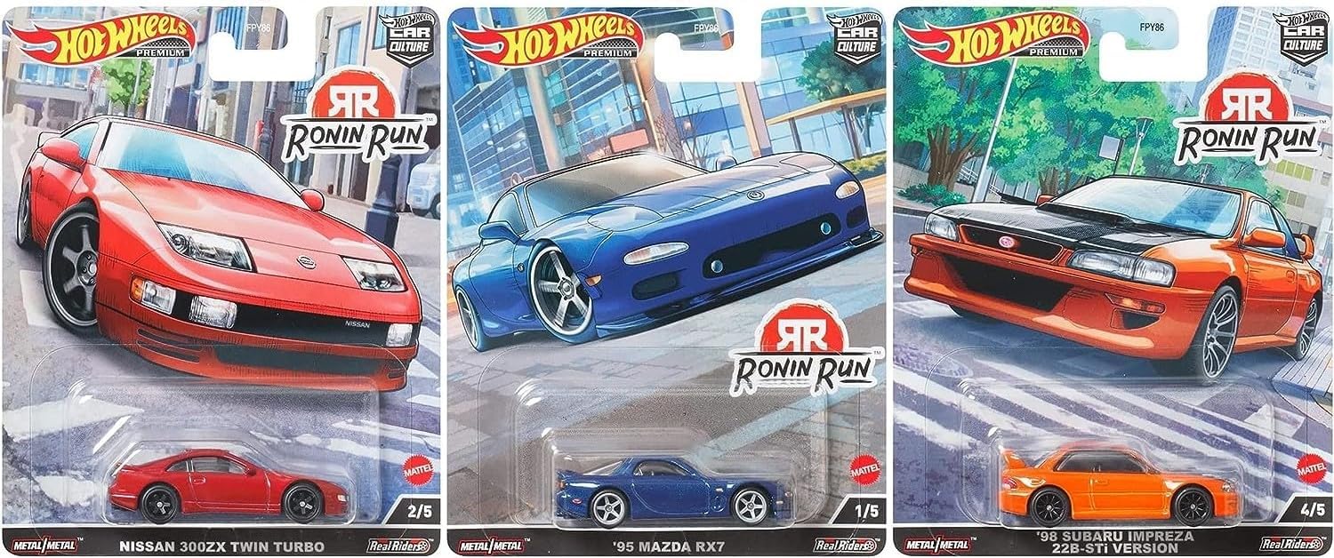 Hot Wheels Set of 5 Premium Car Cuture Ronin Run 1:64 Scale Collectible Die Cast Metal Toy Car Models