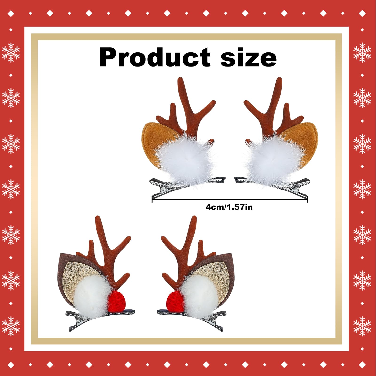 Deer Ears Clips, Christmas Hair Clips, Antler Hair Clips - Image 2