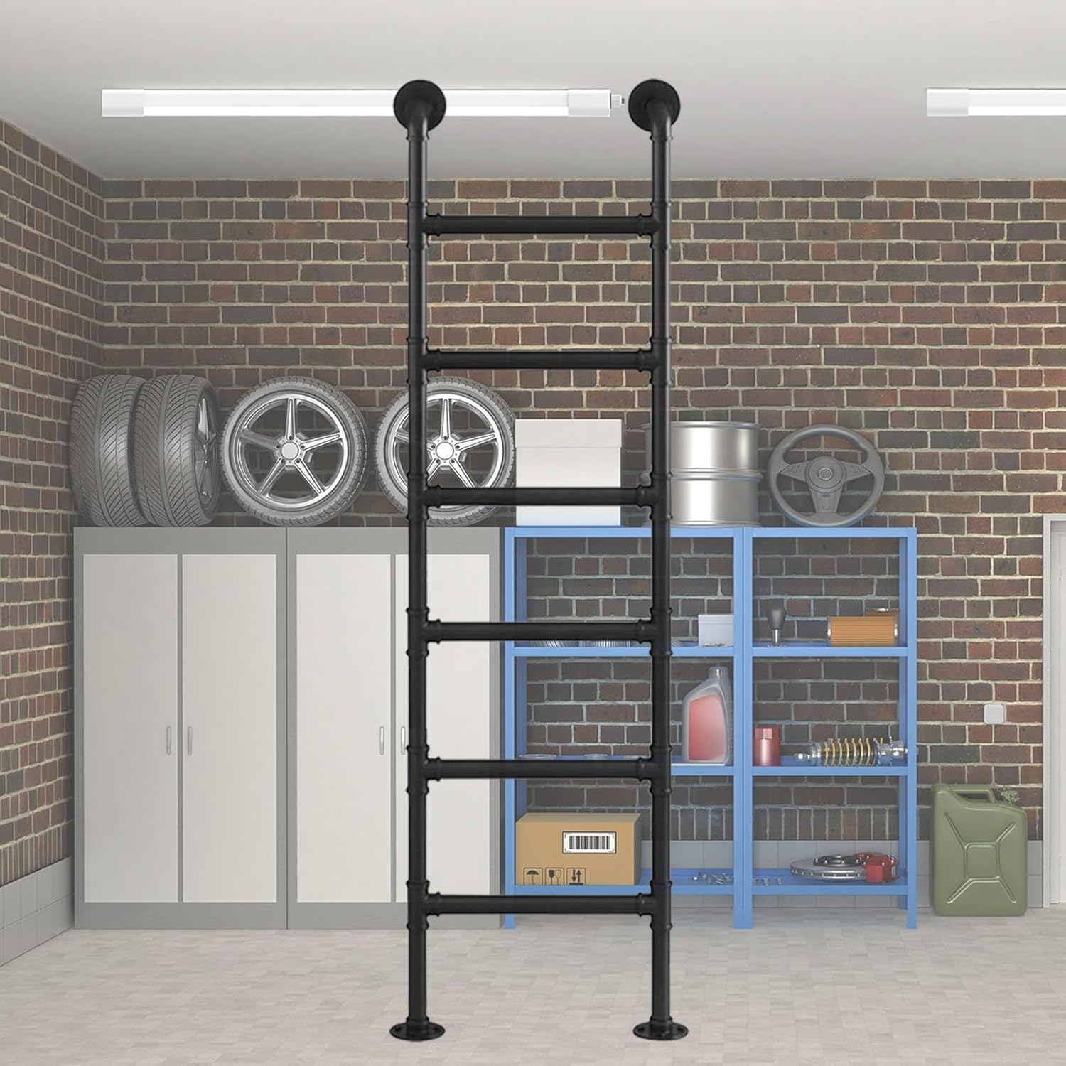 Egress Basement Ladder - Iron Egress Window Well Ladder, Wall Mounted Step Ladder, Indoor Loft Attic Bunk Bed Ladder Entrance Fire Escape Ladder, 3.3-9.8ft Climb Ladder(