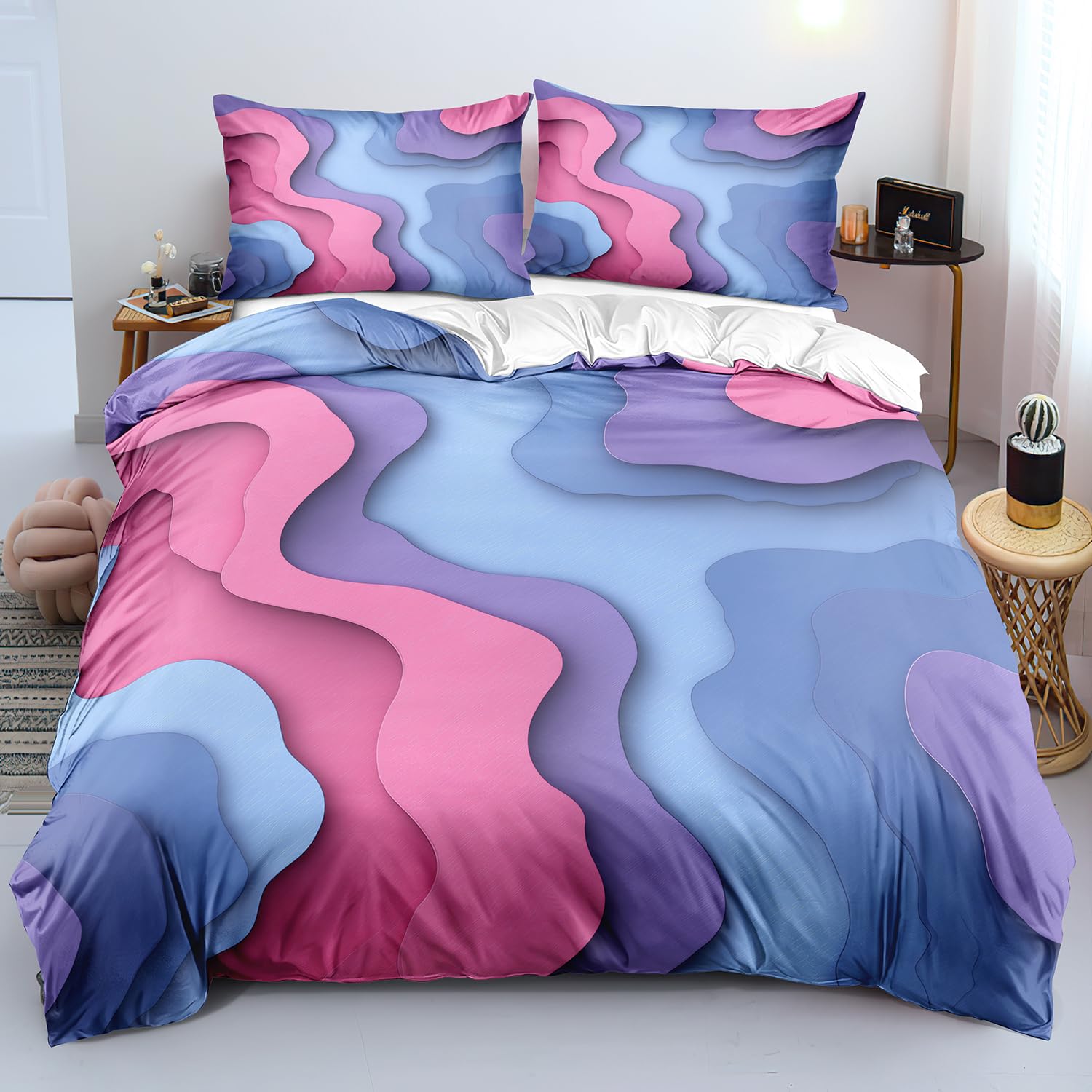 Housse de couette 140x200 douce qui ne peluche pas pour peau sensible de femme