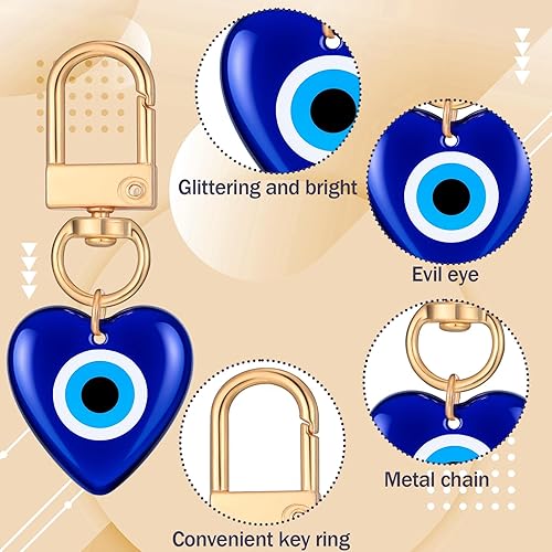 Miniatura 3 de Nosiny 24 llaveros de mal de ojo de buena suerte, colgantes de manualidades con llavero amuleto para llaves de automóvil, bolsa de buena suerte