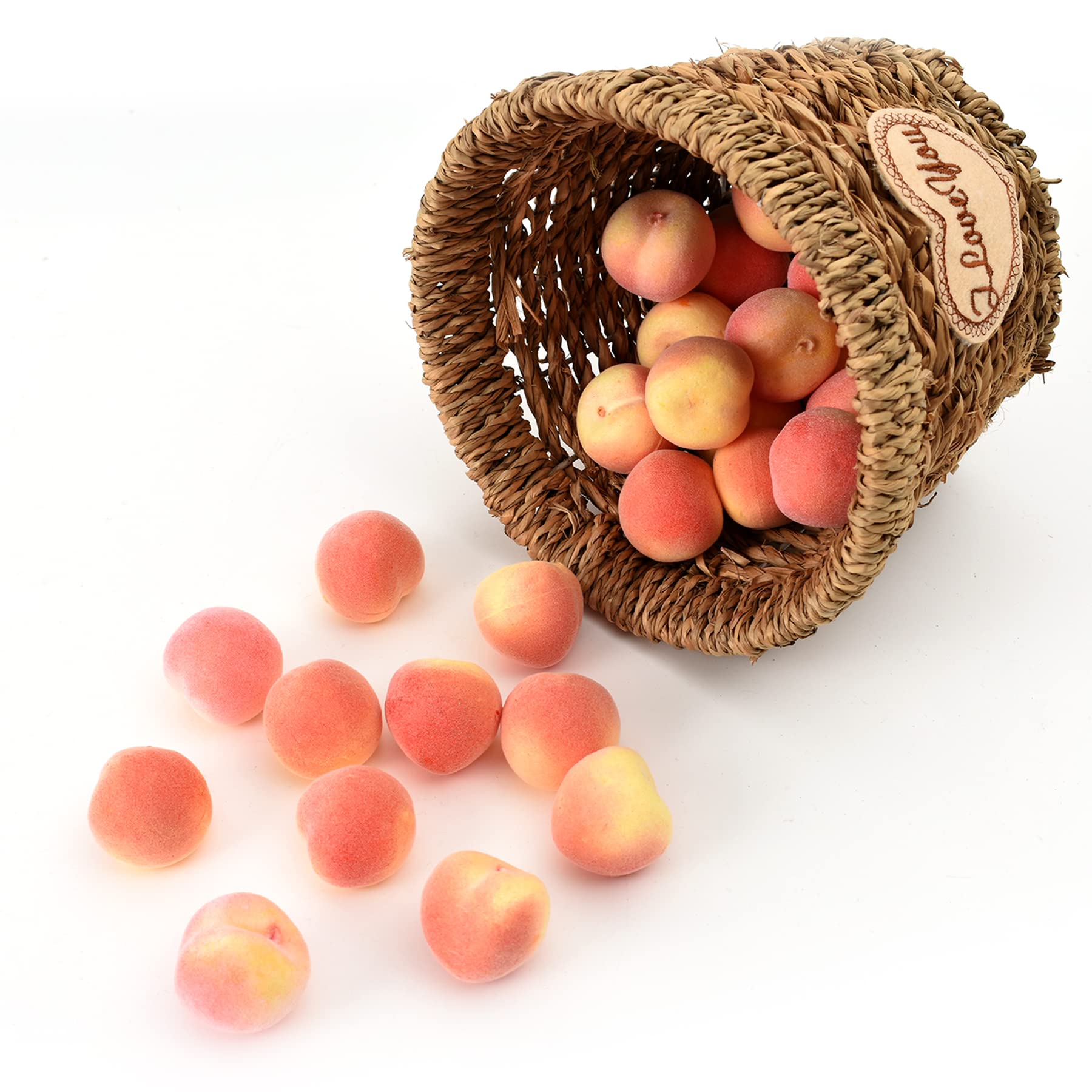 HAIOPS 20PCS Mini Artificial Peach Fake Fruit Lifelike Peach for Home Kitchen Décor, Photo Props