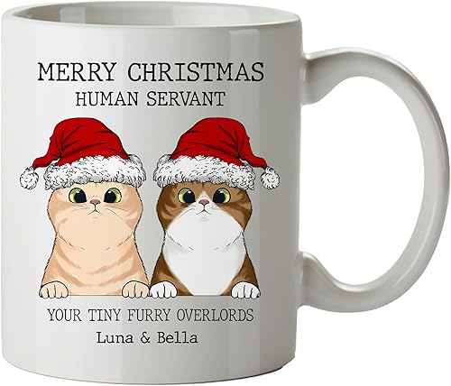 Miniatura 1 de Regalos de gatos para los amantes de los gatos, taza de gato personalizada, taza de gato de Feliz Navidad, ideas de regalos para dueños de gatos,