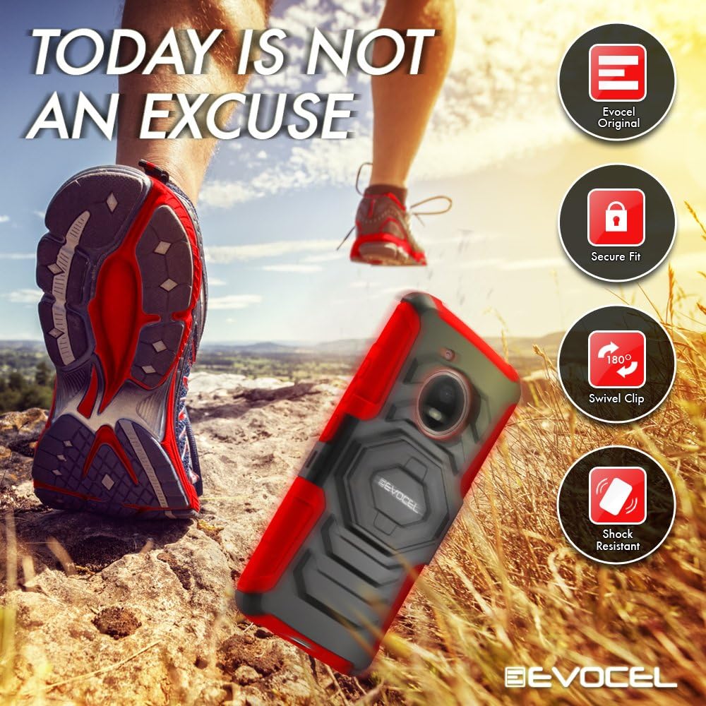 Motorola Moto E4 Case, Evocel [New Generation Series] Belt Clip Holster, Kickstand, & Dual Layer for Motorola Moto E4 (XT1762 / XT1766) / Moto E 4th Generation, Red (EVO-MOTE4-XX03)