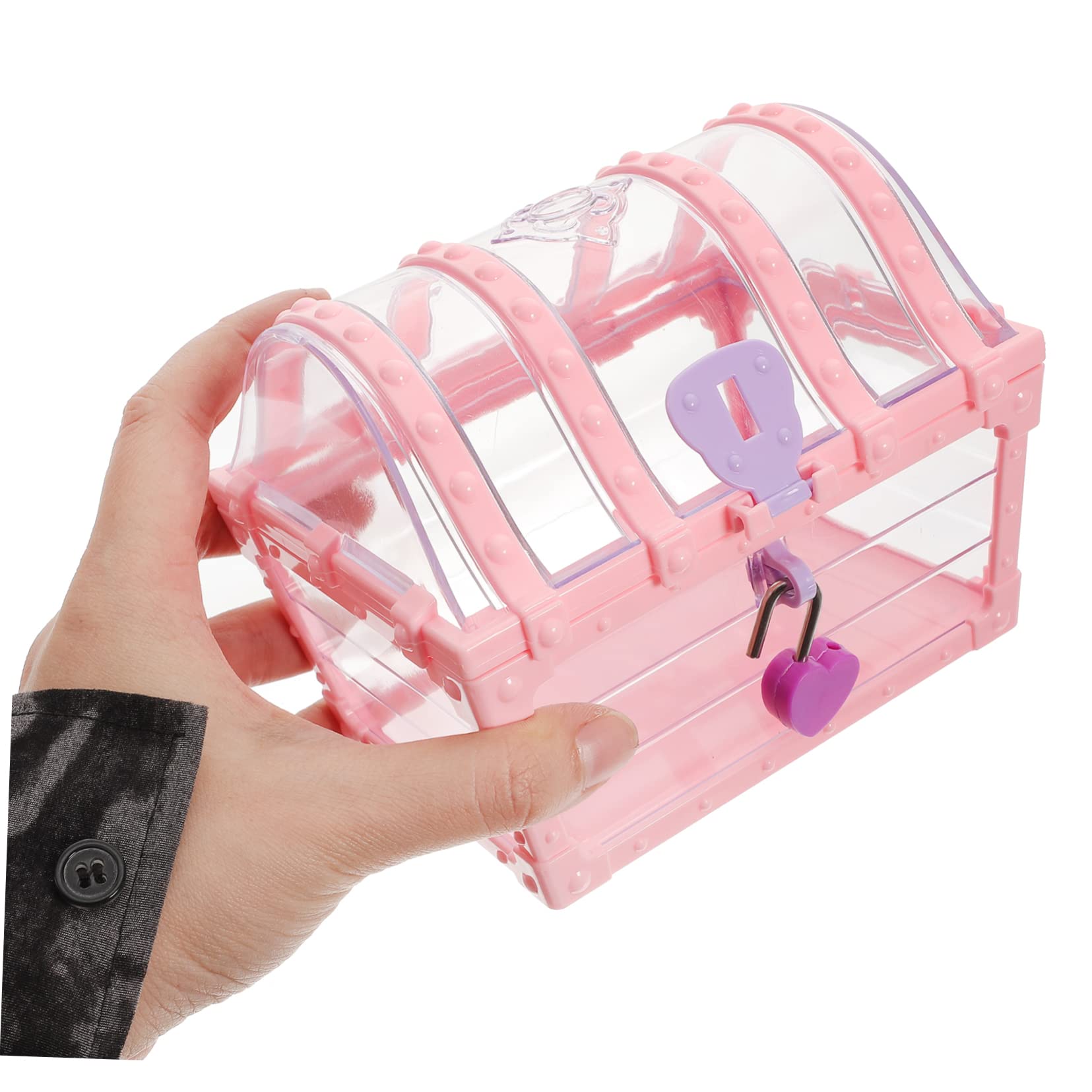 RORPOIR Kids Toys Treasure Chest Storage with Lock Jewelry Boxes for Girls Vintage Pirate Chest Trinket Keepsake Case Kids Keepsake Plastic Pink Small Treasure Girls Toys - Image 3