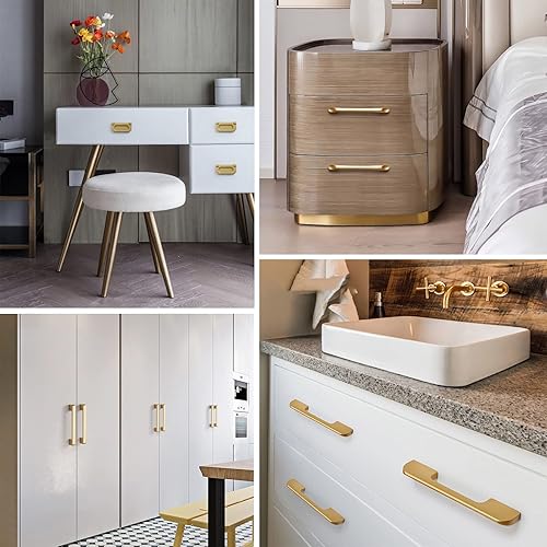 Miniatura 7 de ATYUSVIC Paquete de 10 manijas de gabinete, tiradores dorados de aleación de aluminio para muebles y armarios, accesorios decorativos (116)
