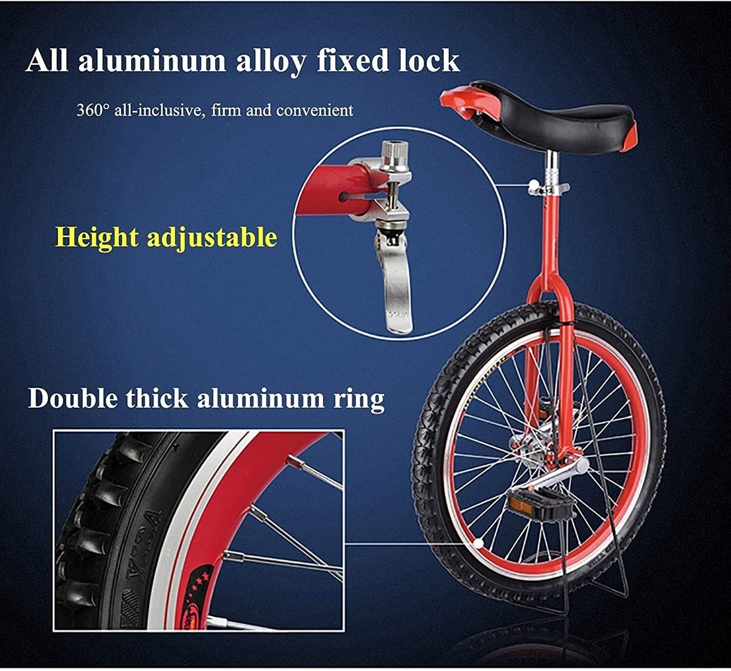 20" Adult Unicycle for Beginners, Comfortable Ergonomic Saddle, Manganese Steel Frame, Fitness & Travel Bike