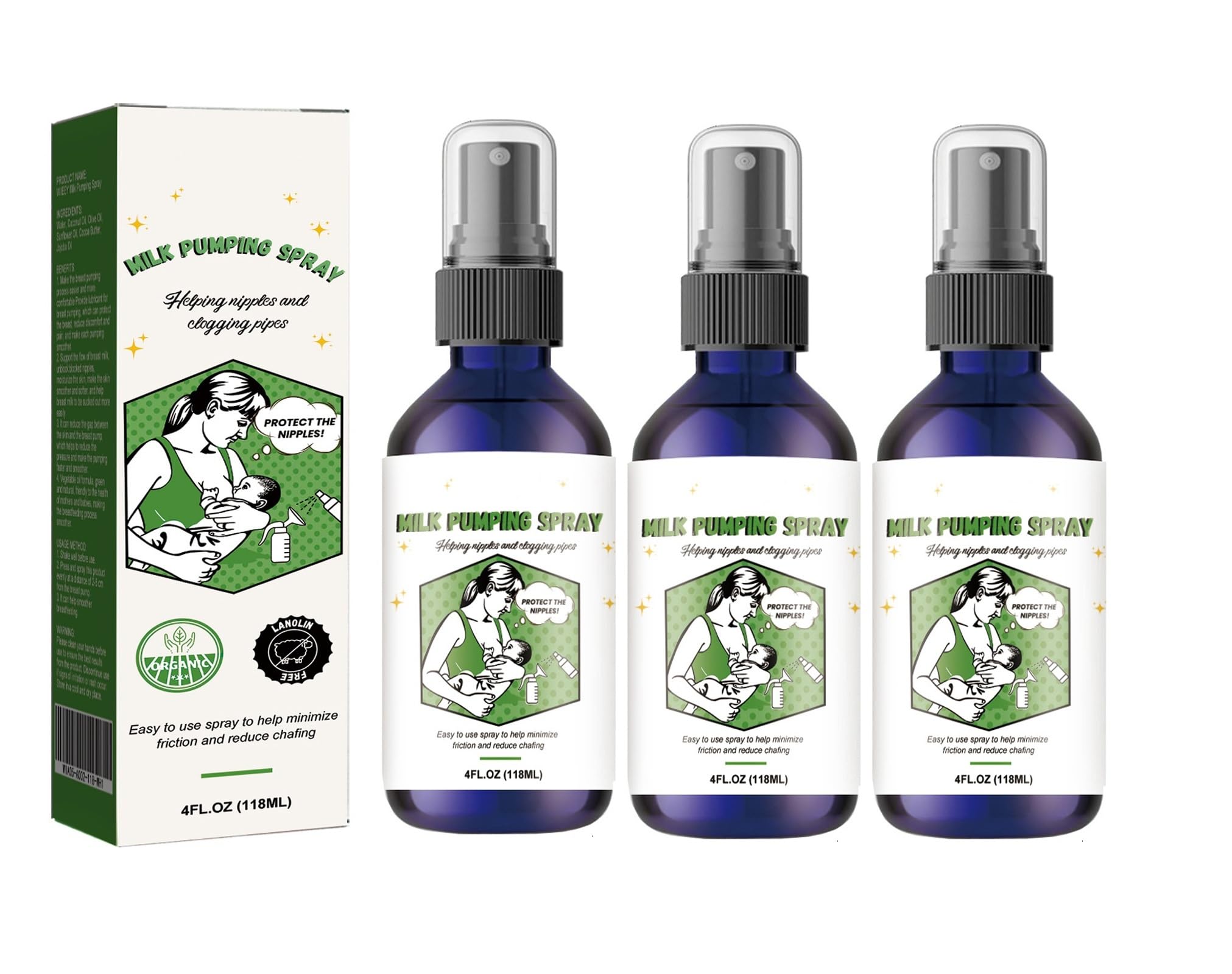 Breast Pumping Sprays,Breastfeeding Care Spray,Breast Care Moisturizing Repairing Pumping Spray,Hydrating Non-Greasy Breastfeeding Supplies to Moisturize Skin 3pc