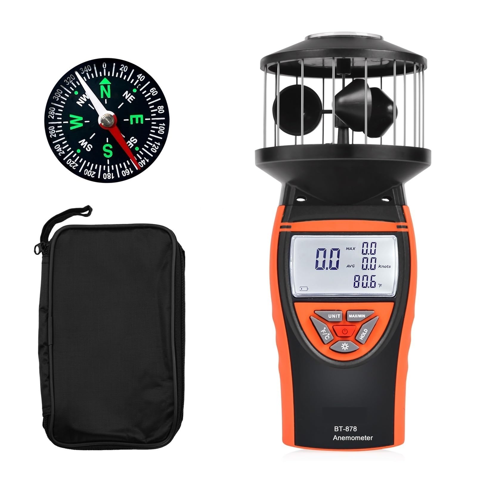 Anemómetro de mano Anemómetro Digital For Exteriores, Medidor De Velocidad De Copa De Viento Medidor De Viento De Alta Precisión Medición De Velocidad Y Temperatura Del Viento