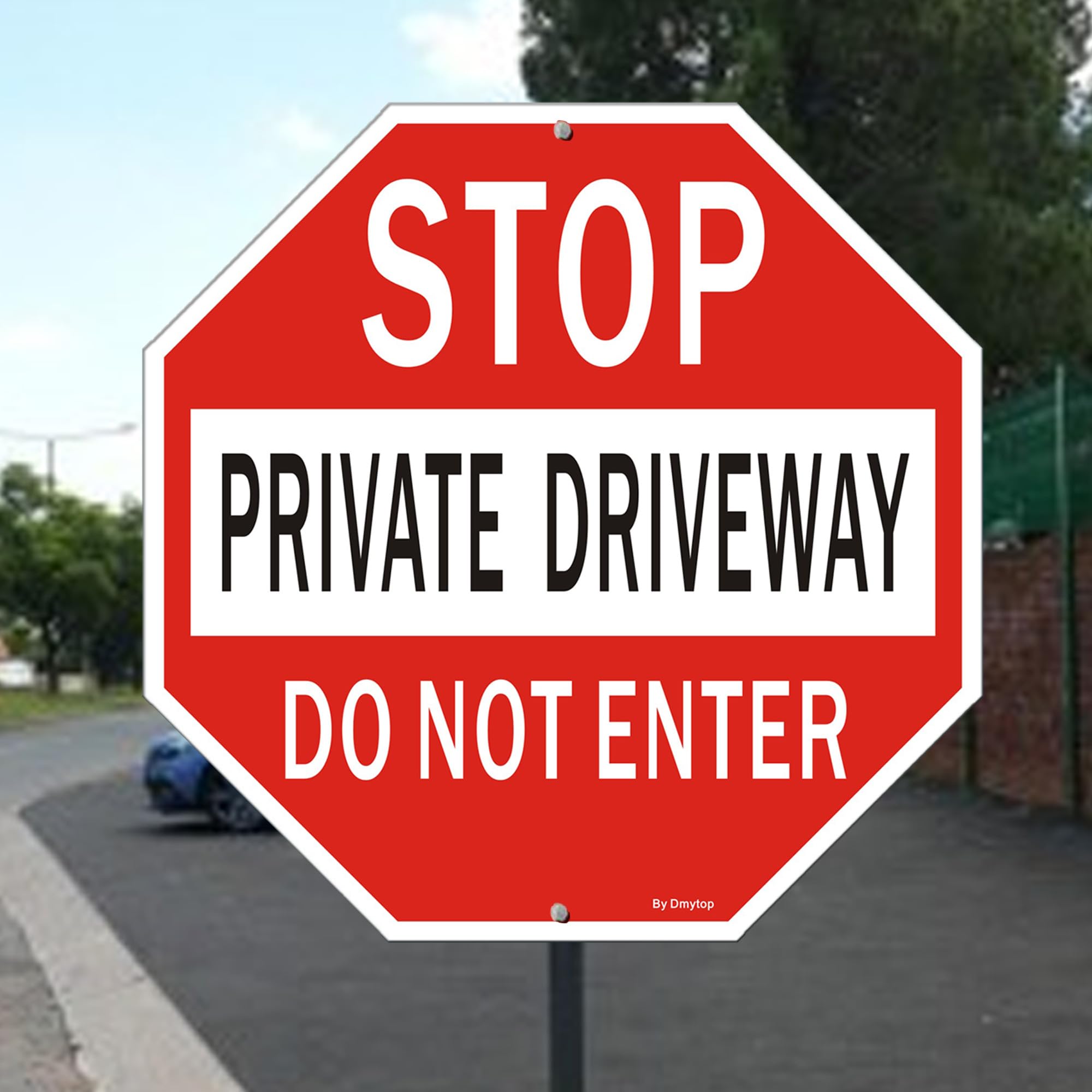 Paquete de 2 letreros de alto grandes de 18 x 18 pulgadas, letrero de entrada privada con texto en inglés "Do Not Enter", aluminio reflectante, fácil montaje, protección UV, forma octágono