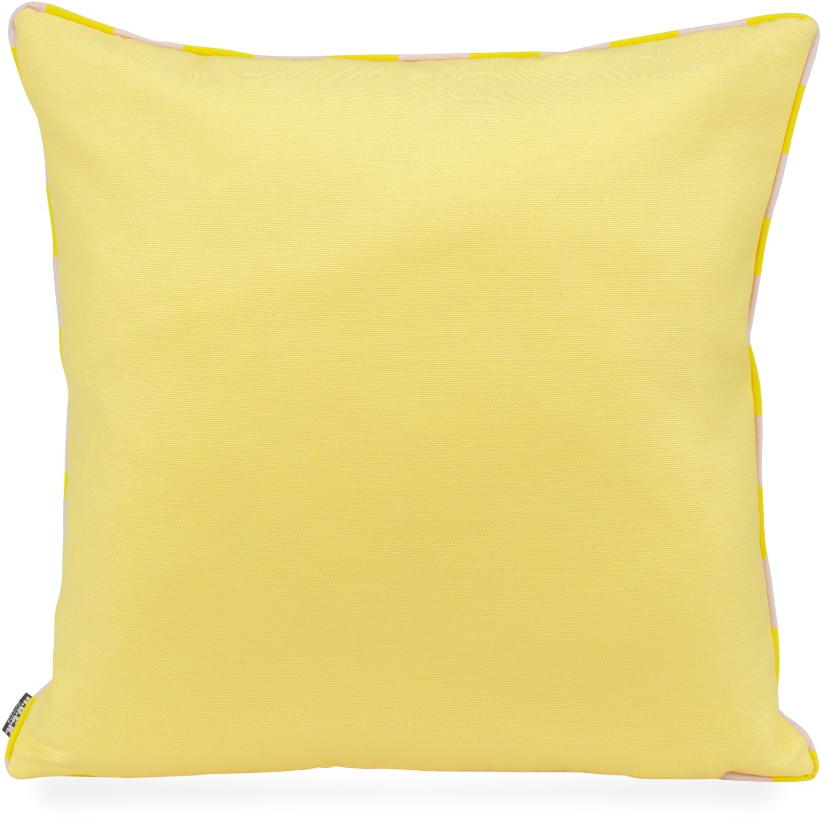 H.O.C.K. Riviera Stripe Outdoor Wendekissen – 50x50 cm Dekokissen mit Blockstreifen & Uni-Rückseite – Wetterfest, UV-Beständig & Schmutzabweisend – Handmade in Germany (Yellow Rosé)