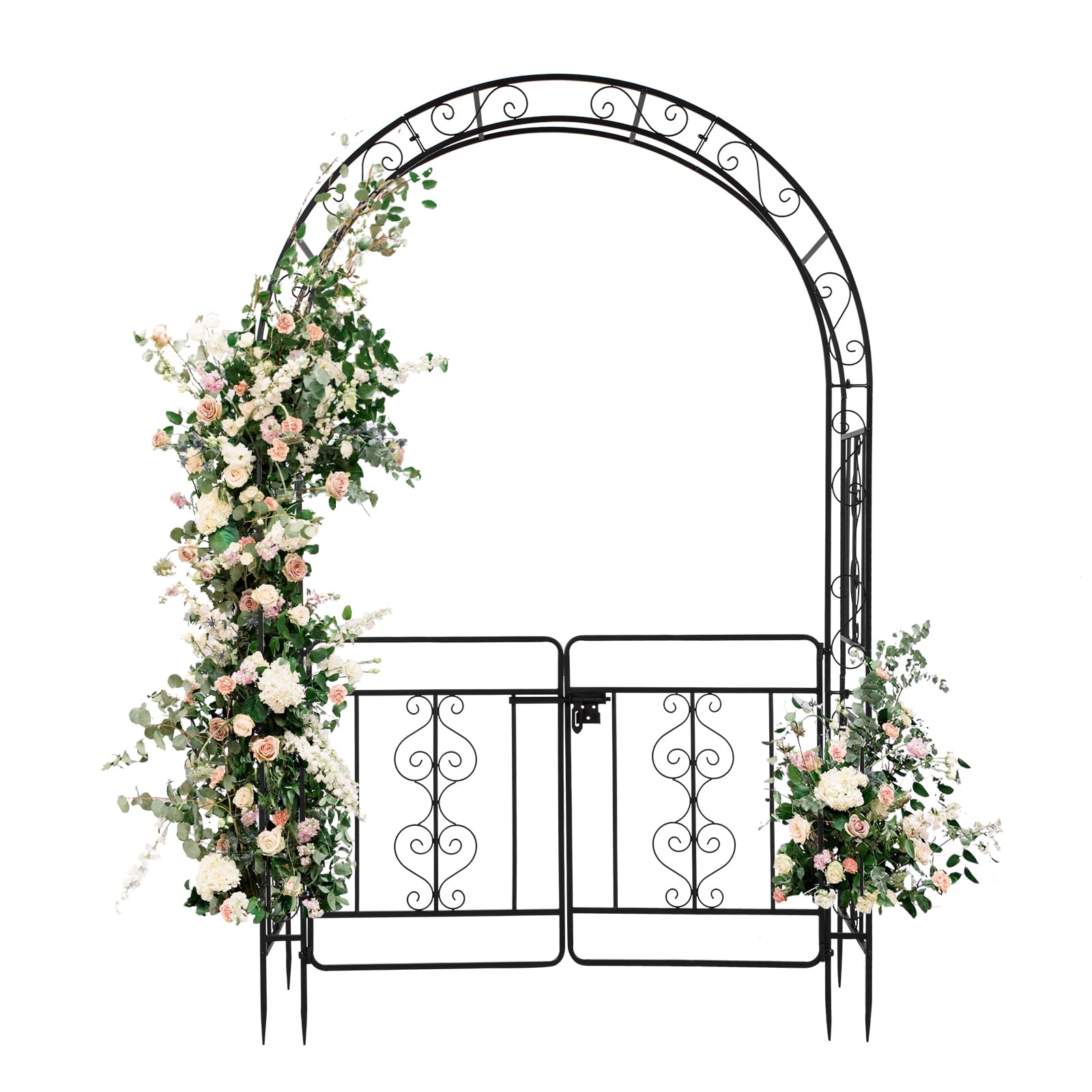Arches de Jardin, Structures pour Plantes grimpantes - Double Couche avec Porte - pour Les Mariages et Les décorations,134x59x213cm, Noir