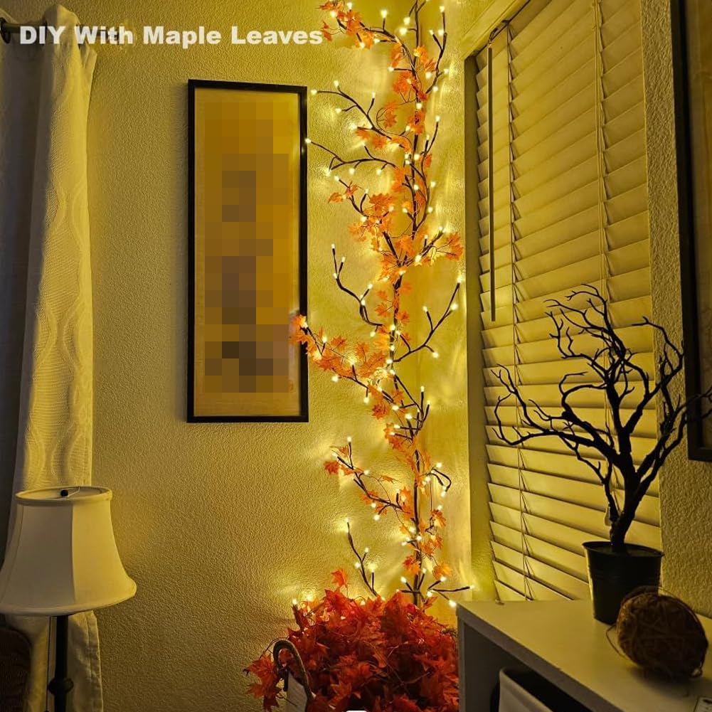 Gresonic LED Lichterkette Mit Rosen & Weidenzweigen – 48 LEDs, 8 Modi, Fernbedienung & Timer, USB-betrieben Für Deko In Schlafzimmer, Wohnzimmer Oder Als Weihnachtsdeko