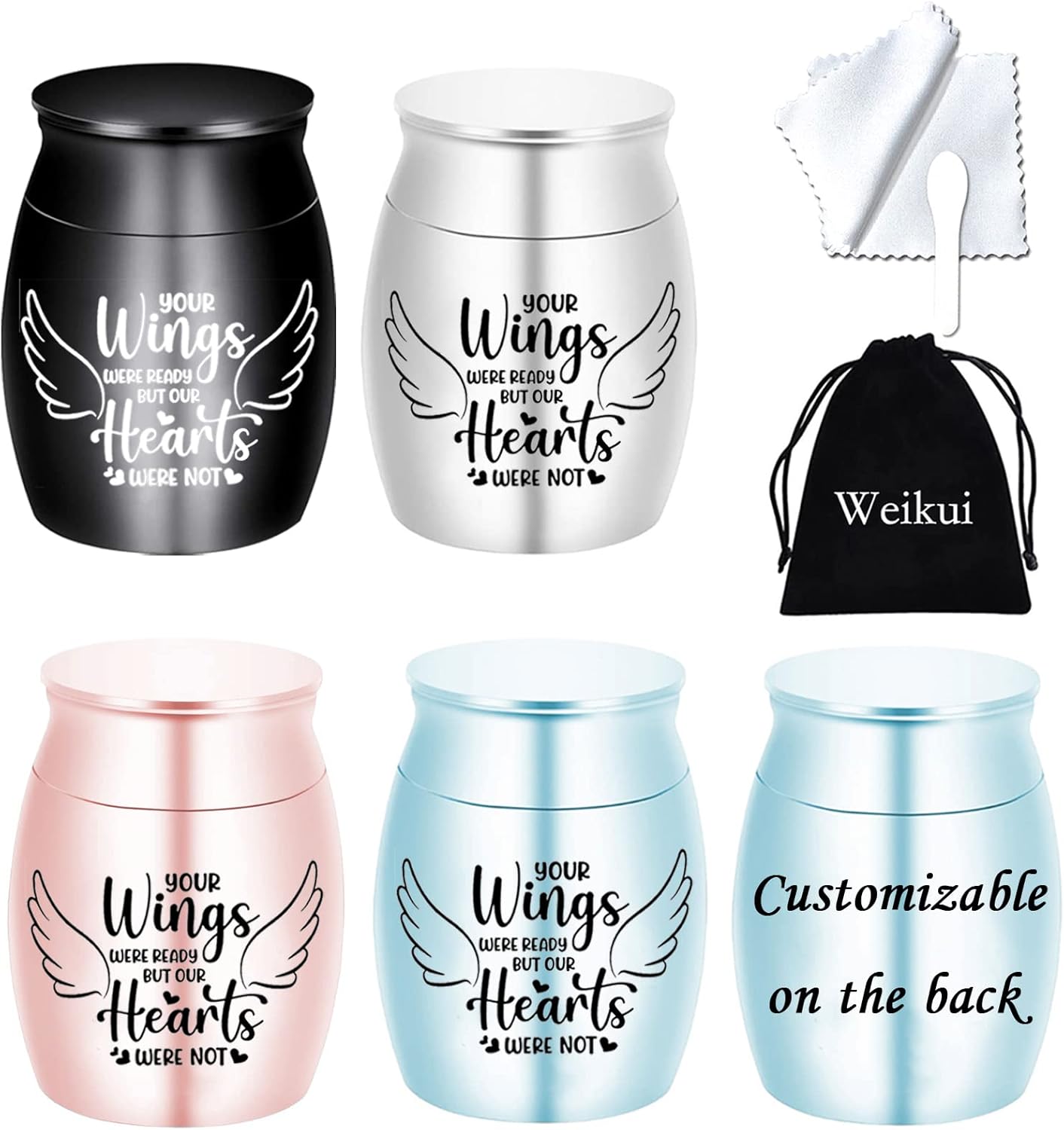 Small Cremation Keepsake Urns for Human Ashes Set of 4